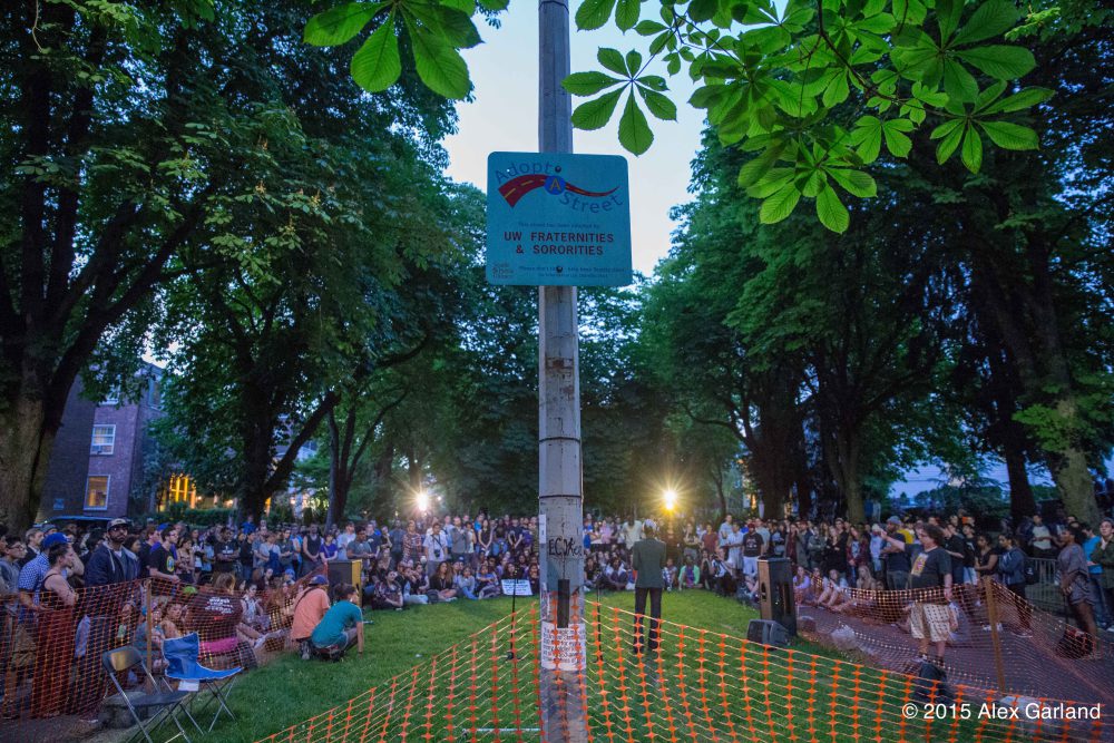 Hundreds Hold Peaceful Rally on Greek Row at the University of&nbsp;Washington